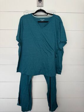 Midnight Women’s XXL Blue Green 2 Piece Pajama Set Comfy Cozy Lounge